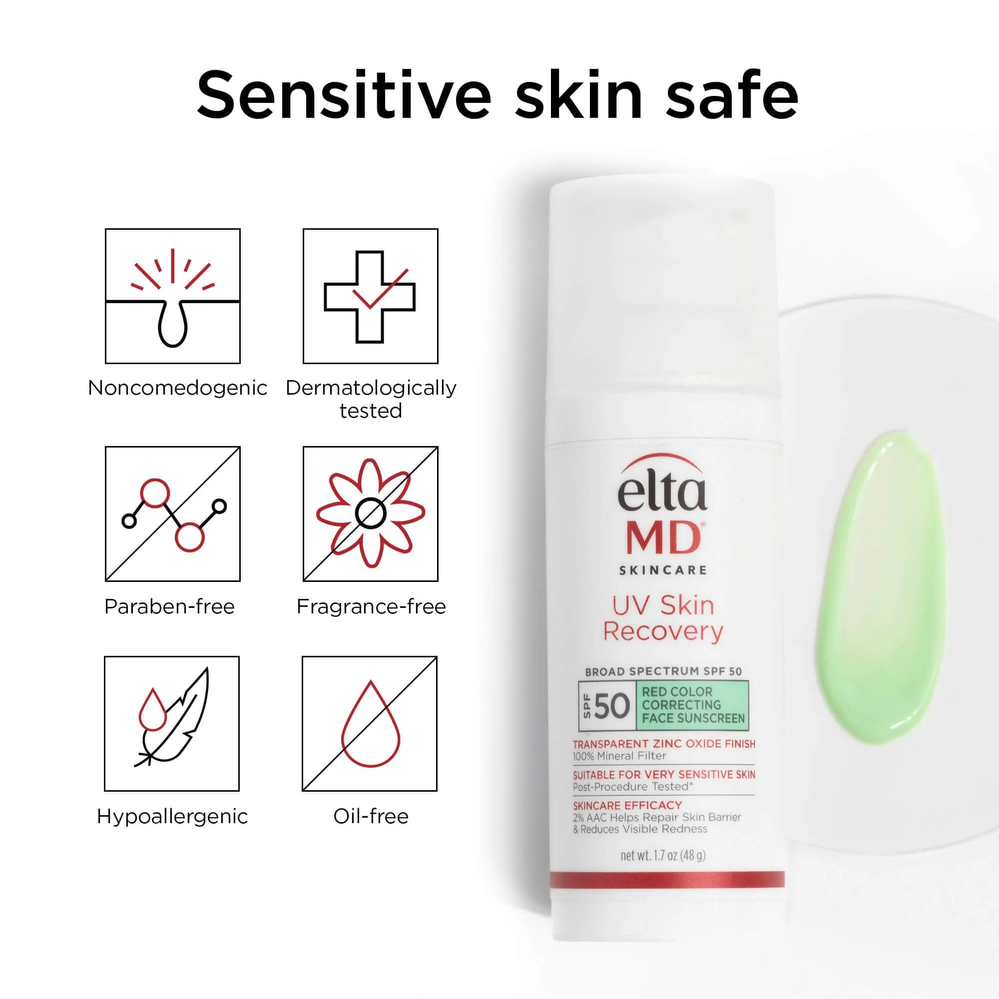 EltaMD UV Skin Recovery Red Color Correcting Green Tint Broad Spectrum SPF 50 - Image 12