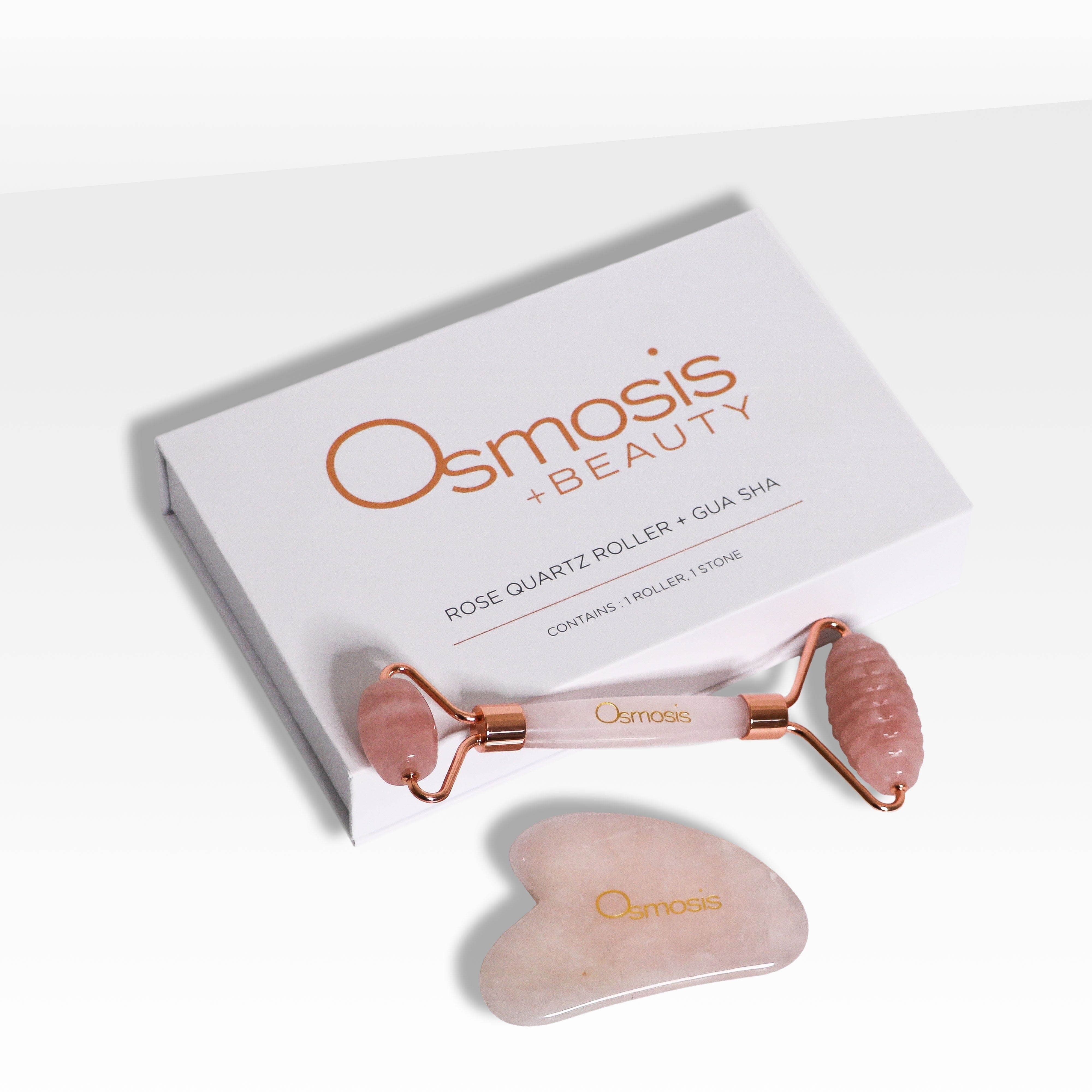 Osmosis  Rose Quartz Facial Roller & Gua Sha Set - Image 3